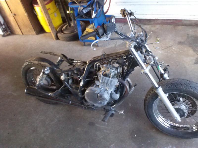 Before I started cutting and welding. Wasn't sure if I was going with ridiculously long forks or bobber. Decisions.